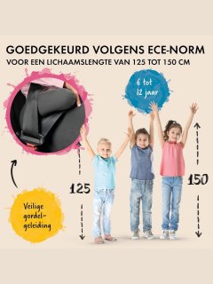 Wat vinden we goed aan de MMM® Zitverhoger Isofix - Autozitje - Stoelverhoger - 3.5-12 Jaar (100-150 cm) - Minnie Mouse Opvouwbare Autostoel - 14 Hoofdsteunposities