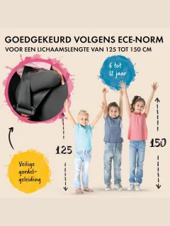 MMM® Zitverhoger Isofix - Autozitje - Stoelverhoger - 3.5-12 Jaar (100-150 cm) - Minnie Mouse Opvouwbare Autostoel - 14 Hoofdsteunposities