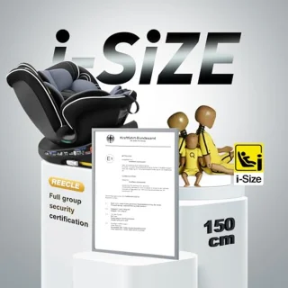 360° Draaibaar I-Size Kinderzitje met ISOFIX - Geschikt voor 0-12 Jaar en Reboarder (Zwart)