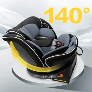 360° Draaibaar I-Size Kinderzitje met ISOFIX - Geschikt voor 0-12 Jaar en Reboarder (Zwart)