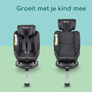 360 Draaibare Autostoel voor Kinderen tot 12 Jaar - i-Size, ISOFIX, Zijdelingse Bescherming, 4 Ligposities