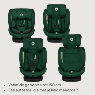 360° Draaibaar i-Size Kinderzitje voor Groep 0/1/2/3 (40-150 cm) – Veilig en Comfortabel – ISOFIX Bevestiging – Diepe Zit – Verstelbare Hoofdsteun