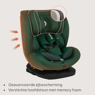 360° Draaibaar i-Size Kinderzitje voor Groep 0/1/2/3 (40-150 cm) – Veilig en Comfortabel – ISOFIX Bevestiging – Diepe Zit – Verstelbare Hoofdsteun