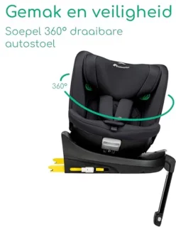 360° Draai Autostoel voor Kinderen 0-12 Jaar, i-Size, ISOFIX, Met Steunpoot, 8 Verstelbare Ligstanden