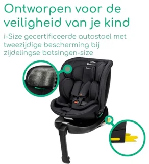 360° Draai Autostoel voor Kinderen 0-12 Jaar, i-Size, ISOFIX, Met Steunpoot, 8 Verstelbare Ligstanden