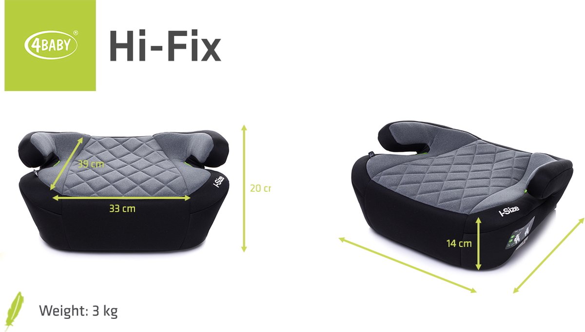 4Baby Hi-Fix Booster i-Size 125-150 cm Black