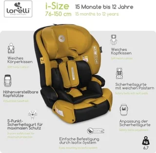 Autostoel voor kinderen 76-150 cm, Geel