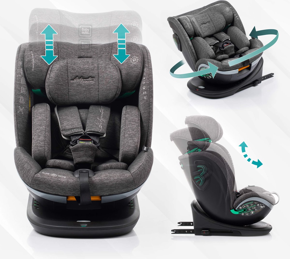 Babyauto Xperta i-Size 360° Isofix Autostoel Zwart