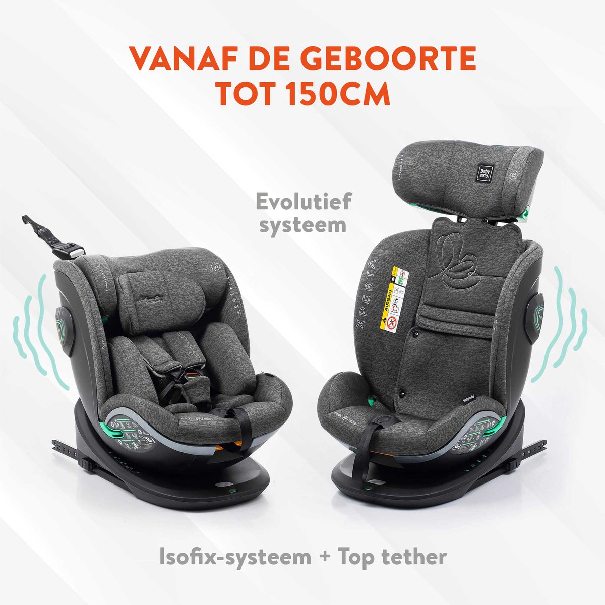 Babyauto Xperta i-Size 360° Isofix Autostoel Zwart