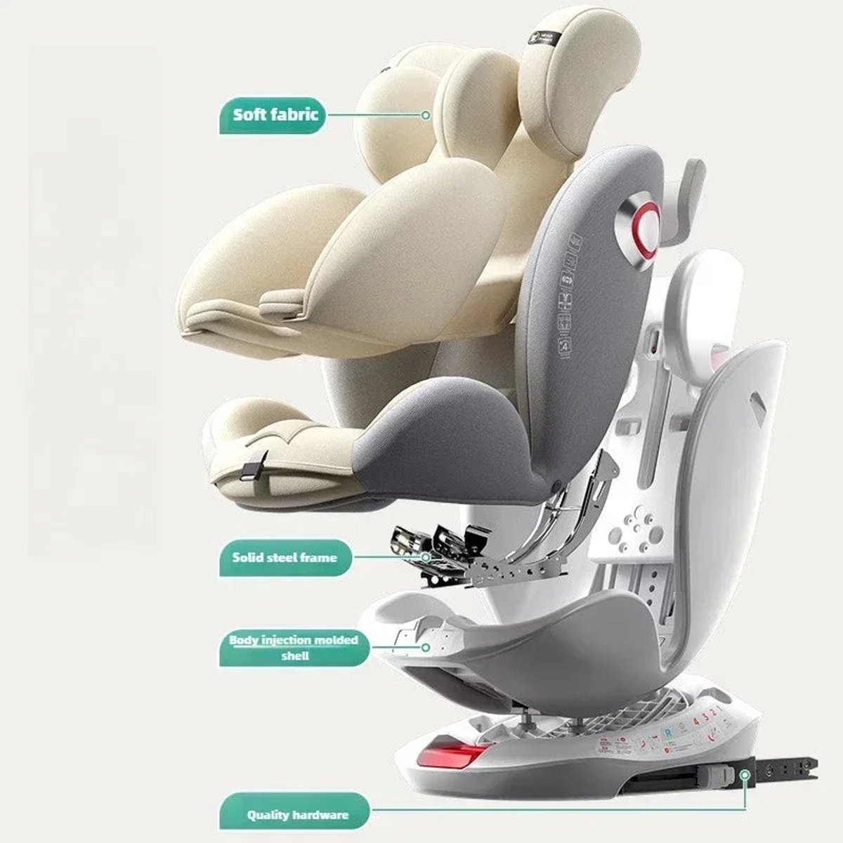 BabyAutostoel Verstelbare Kinderautostoel ISOFIX 360° Gebroken Wit