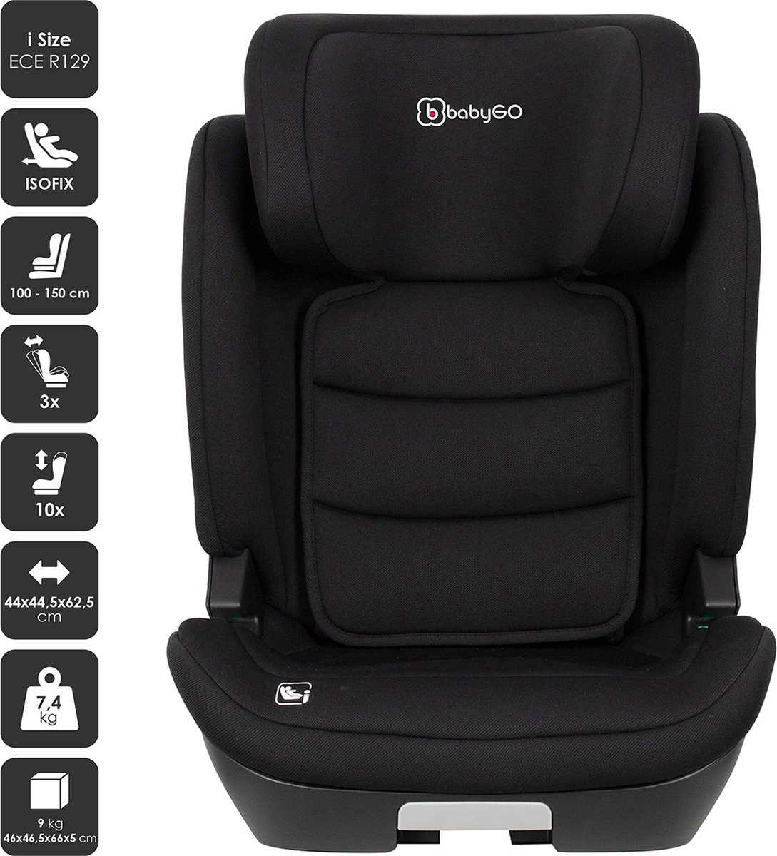 BabyGO Motion i-Size Autostoel Zwart 100-150cm