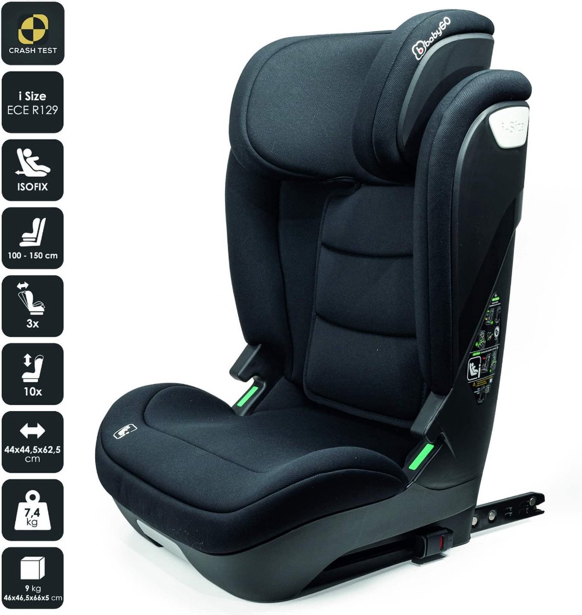 BabyGO Motion i-Size Autostoel Zwart 100-150cm