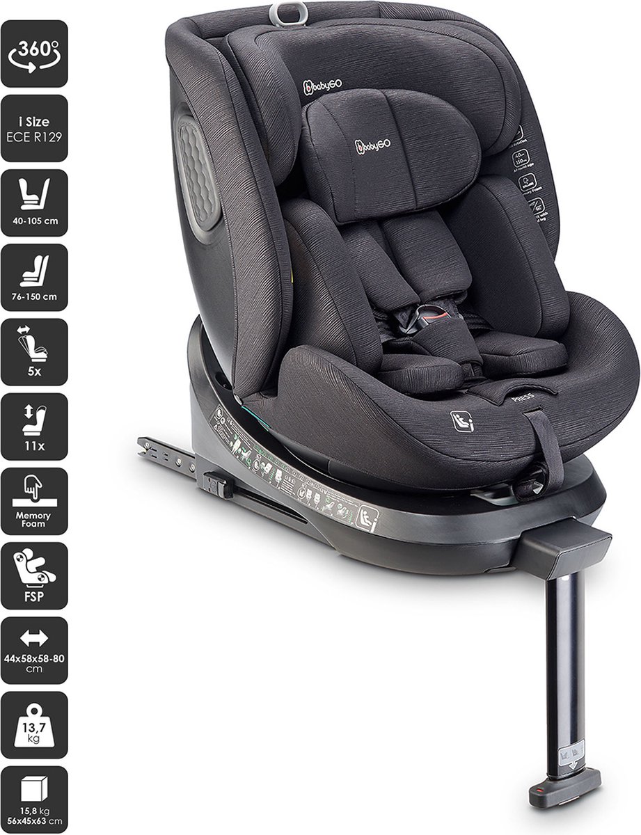 BabyGO Move 360 i-Size autostoel zwart