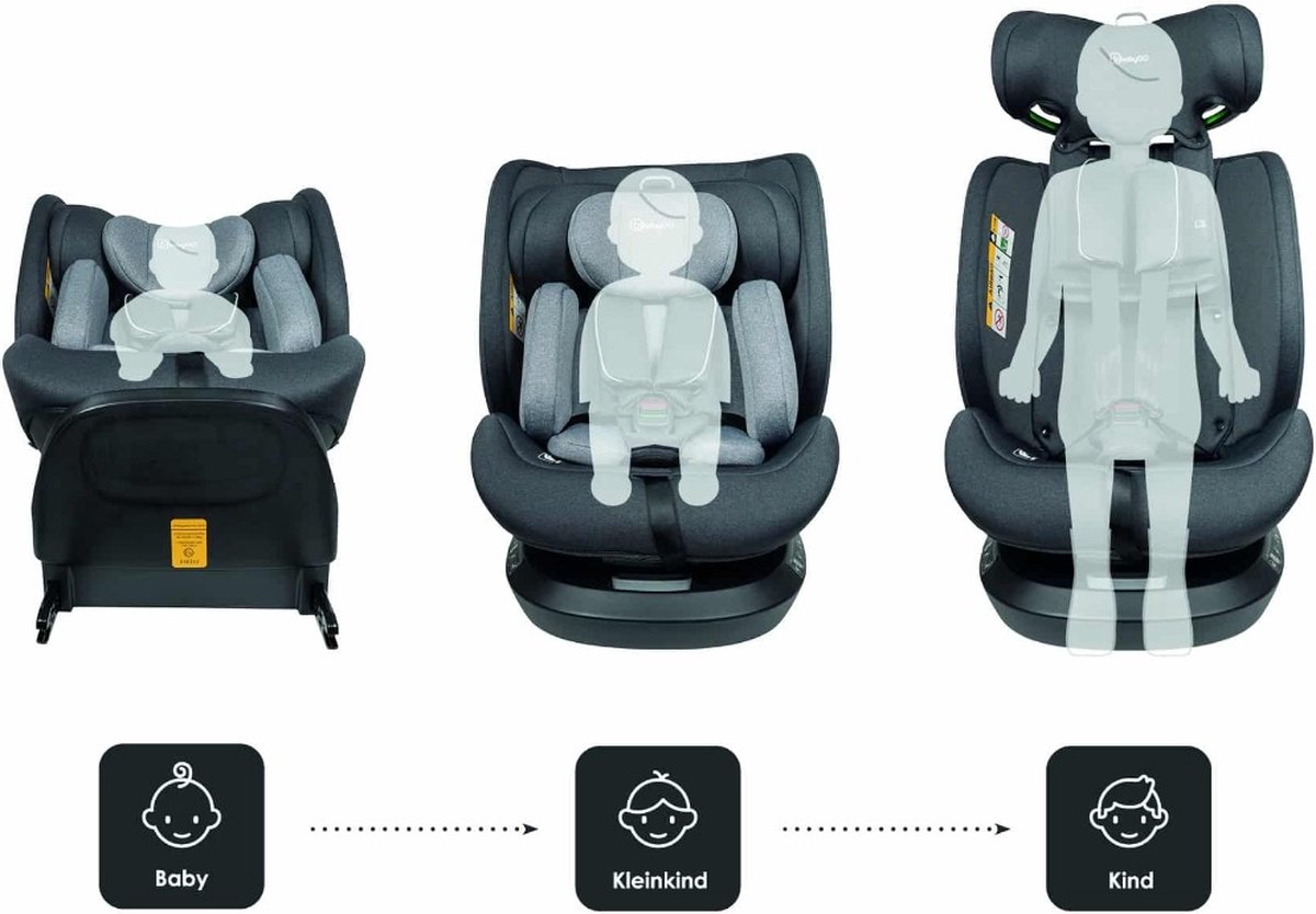 BabyGO Protection 360 i-Size Autostoel Grijs Isofix