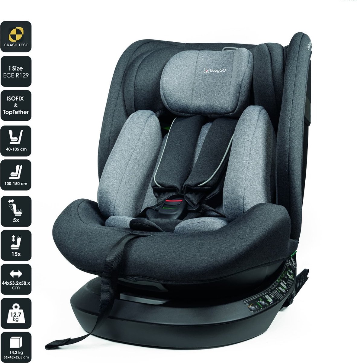 BabyGO Protection 360 i-Size Autostoel Grijs Isofix