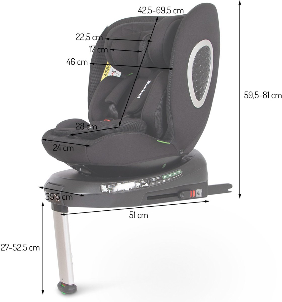 Baninni Tullio Autostoel 360° i-Size 40-150cm Grijs