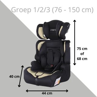 Cabino Autostoel i-Size Groep 1/2/3 Zwart/Beige