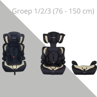 Cabino Autostoel i-Size Groep 1/2/3 Zwart/Beige