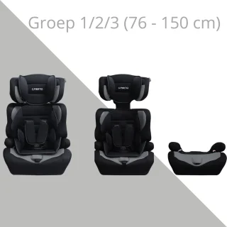 Cabino Autostoel i-Size Groep 1/2/3 Zwart/Grijs