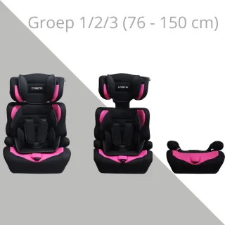 Cabino Autostoel i-Size Groep 1/2/3 Zwart/Roze
