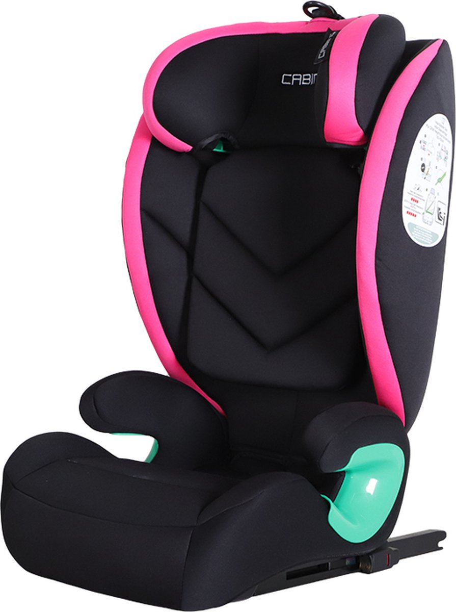 Cabino Dynamic Autostoel Groep 2/3 I-Size Zwart Roze
