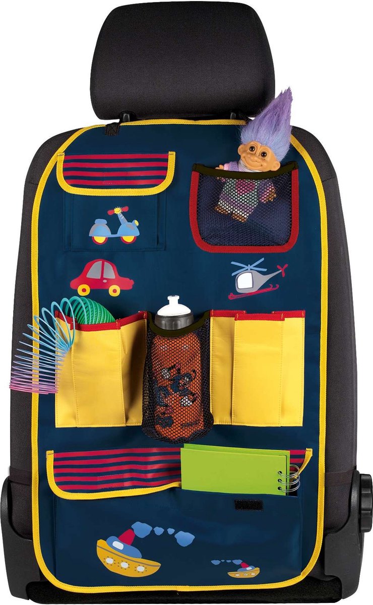 CarComfort Auto-Organizer Kinder Rugleuningbeschermer Blauw/Geel