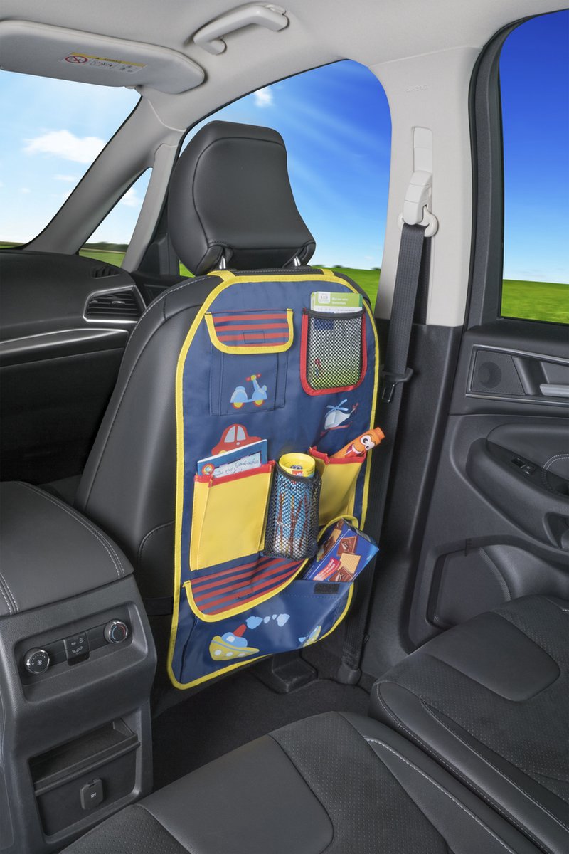 CarComfort Auto-Organizer Kinder Rugleuningbeschermer Blauw/Geel
