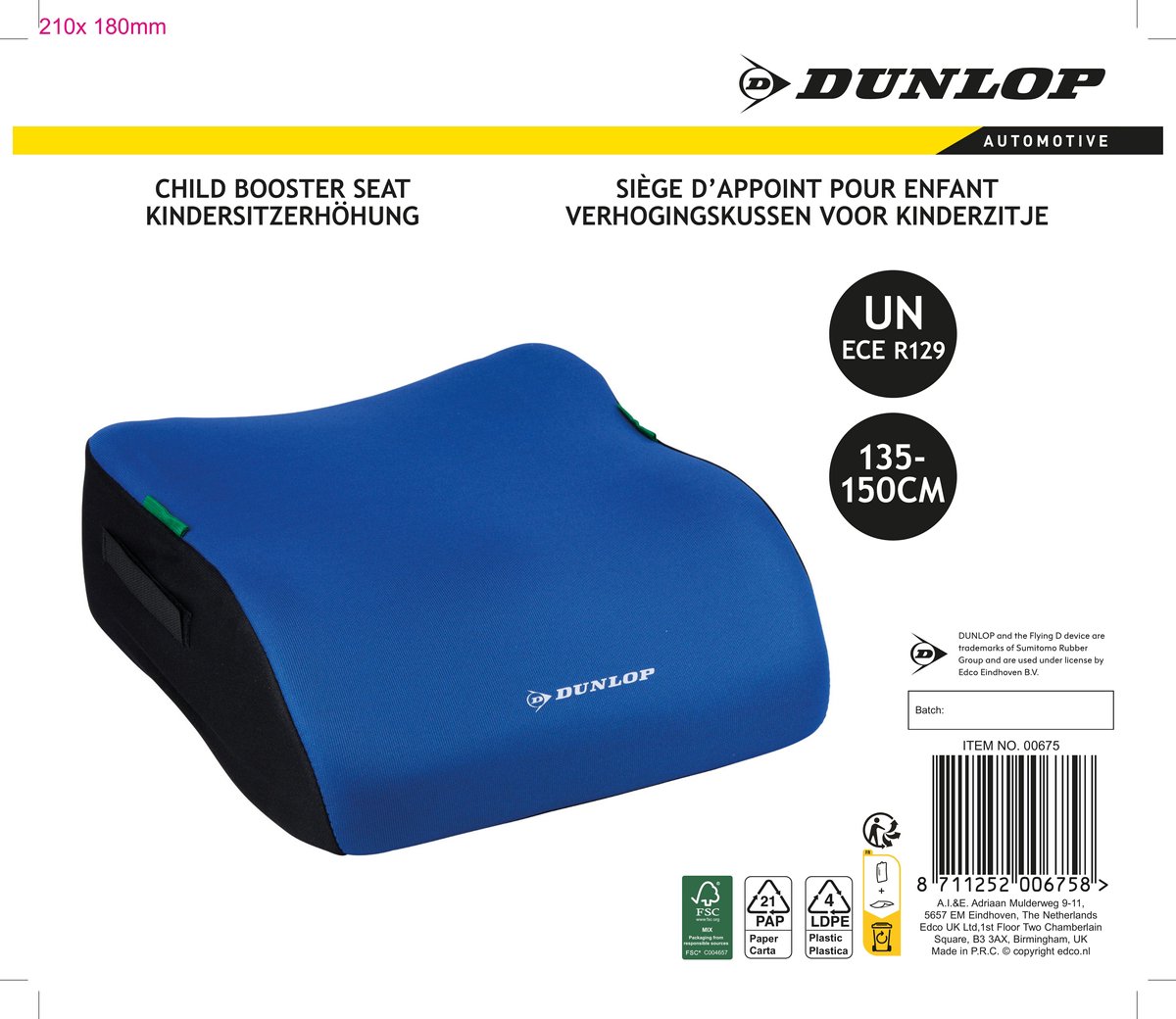 Dunlop Kinderstoelverhoger Blauw