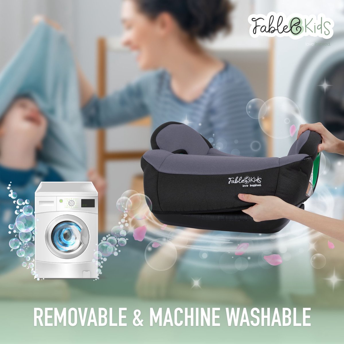 FableKids Isofix Zitverhoger Kinderstoel Grijs