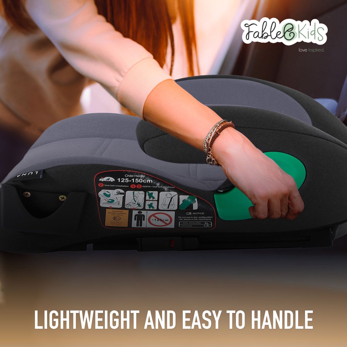 FableKids Isofix Zitverhoger Kinderstoel Grijs