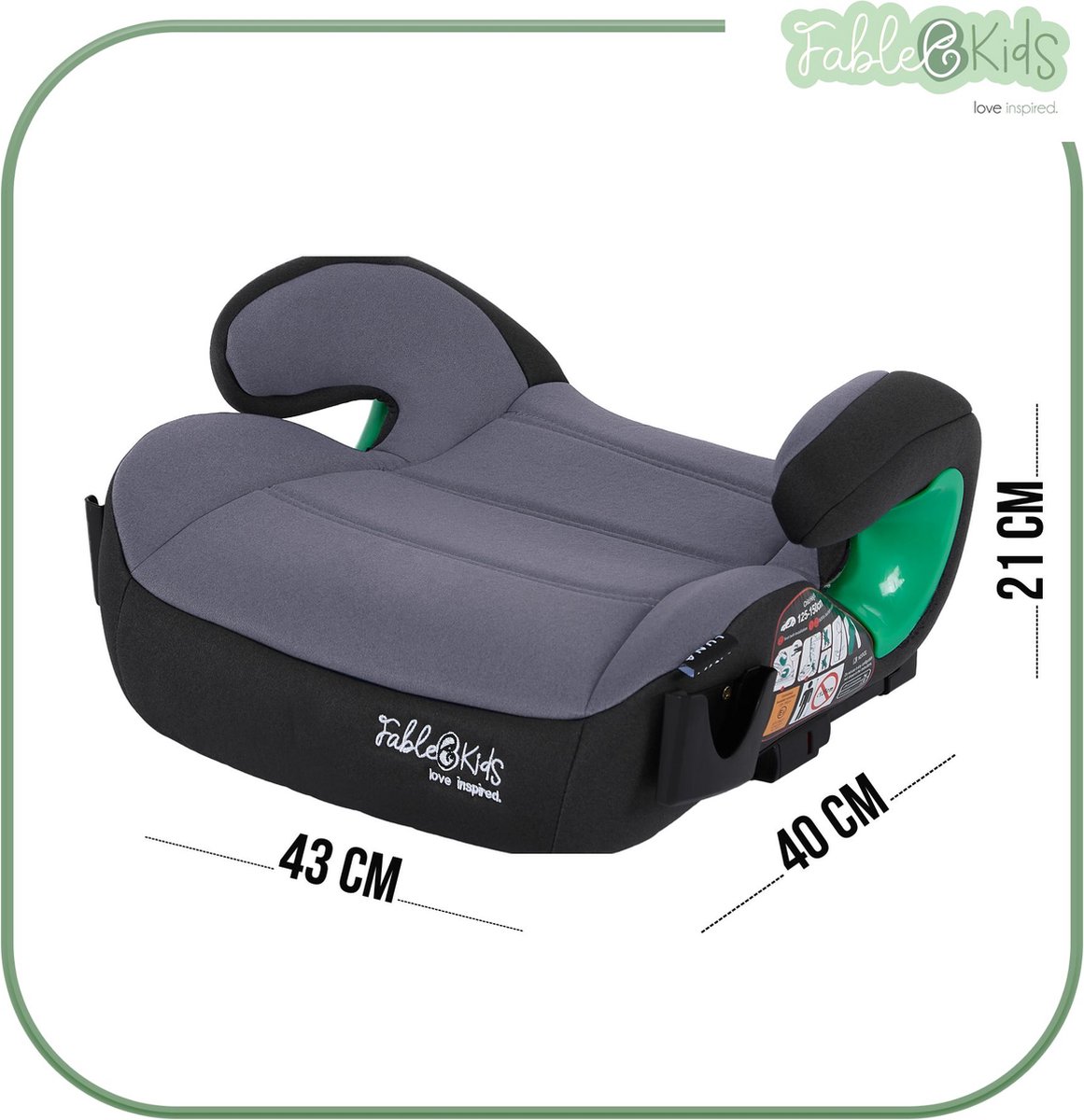 FableKids Isofix Zitverhoger Kinderstoel Grijs