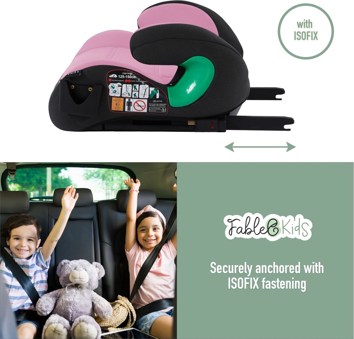 FableKids kinderautostoel 125-150 cm stoelverhoger ECE R129/03