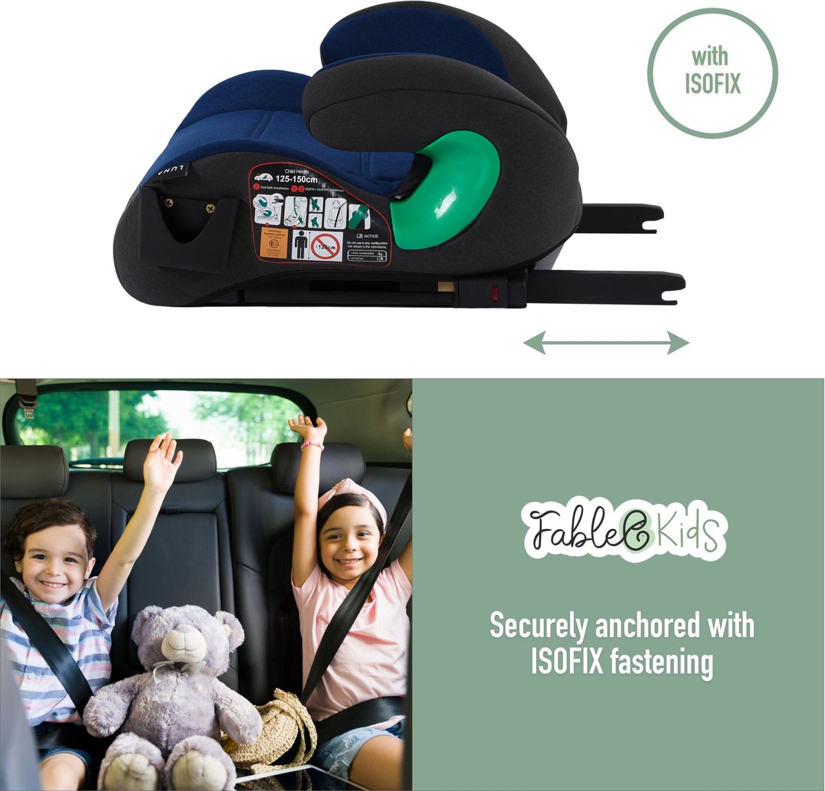 FableKids kinderautostoel stoelverhoger 125-150 cm
