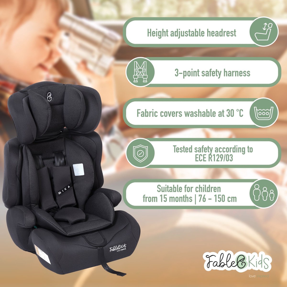 FableKids MIKA Kinderautostoel ECE