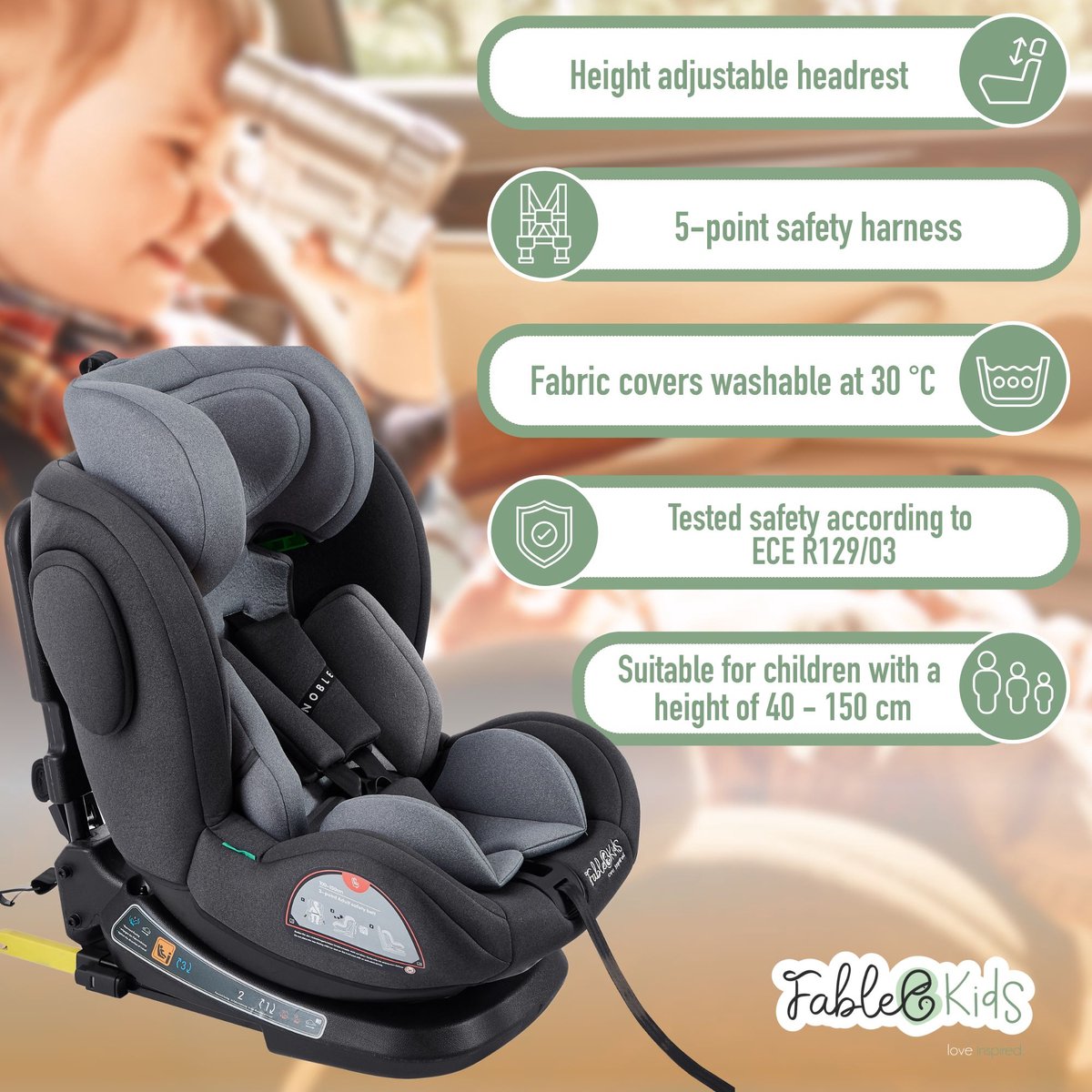 Fablekids NOBLE 360° Isofix Autostoeltje 40-150 cm