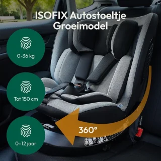 i-Size Autostoel 40-150 cm 0-12 jaar Lichtgrijs