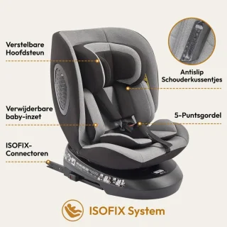 i-Size Autostoel 40-150 cm 0-12 jaar Lichtgrijs