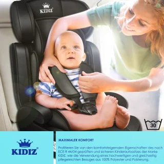 KIDIZ® Autostoeltje Groep 1-3 9-36 kg Zwart