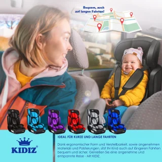 KIDIZ® Autostoeltje Groep 1-3 9-36 kg Zwart