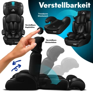 KIDIZ® Autostoeltje Groep 1-3 9-36 kg Zwart