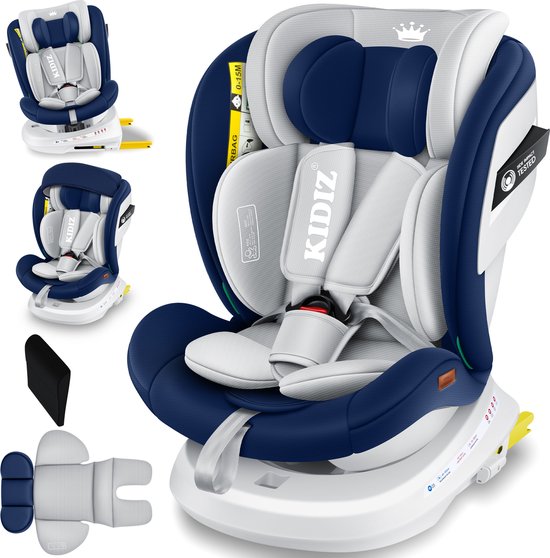 KIDIZ Autostoeltje Isofix 360° 0-36 kg Marineblauw