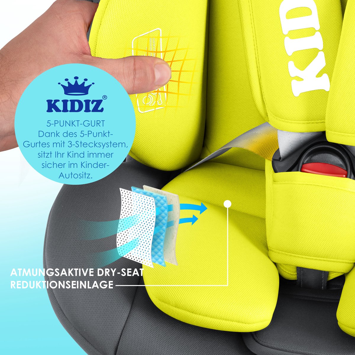 KIDIZ Babyautostoeltje Isofix 360° Draaibaar Grijs 0-36kg Groep 0/1/2/3