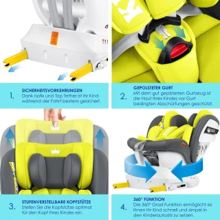 KIDIZ Babyautostoeltje Isofix 360° Draaibaar Grijs 0-36kg Groep 0/1/2/3