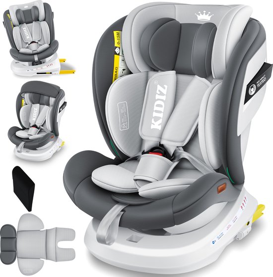 KIDIZ Babyautostoeltje Isofix 360° Draaibaar Groep 0/1/2/3 Antraciet