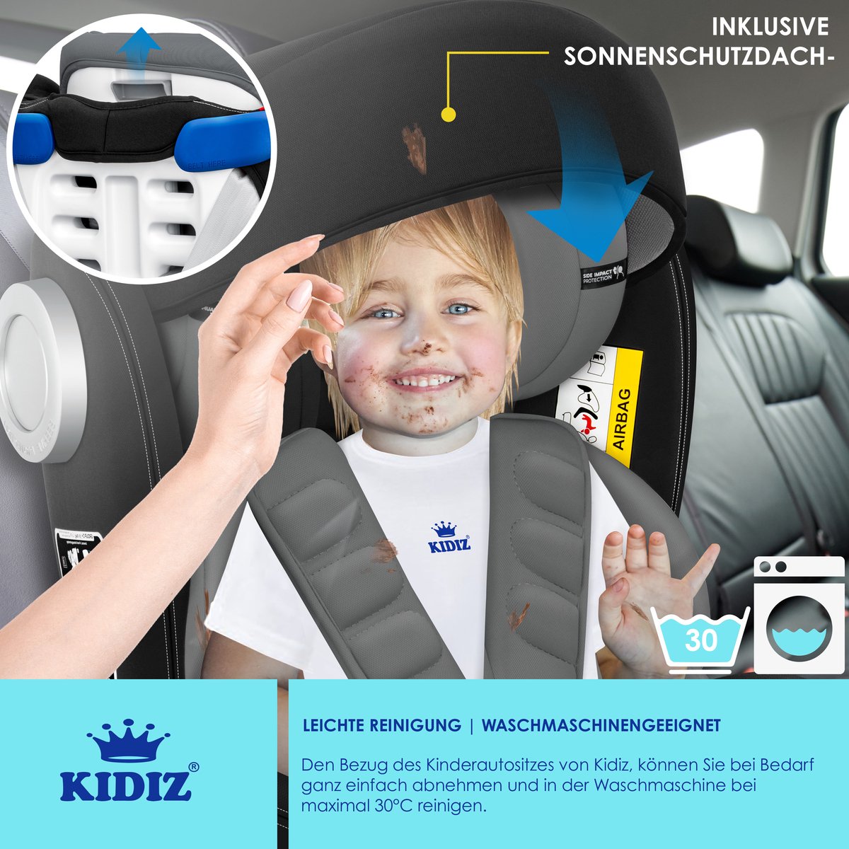 KIDIZ Babyautostoeltje Isofix 360° Groep 0-3 Zwart