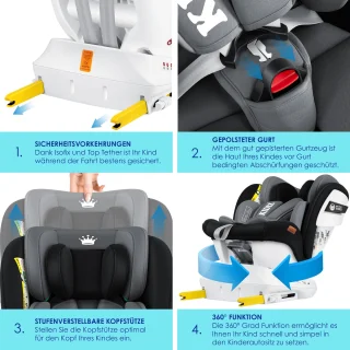 KIDIZ Babyautostoeltje Isofix 360° Groep 0-3 Zwart
