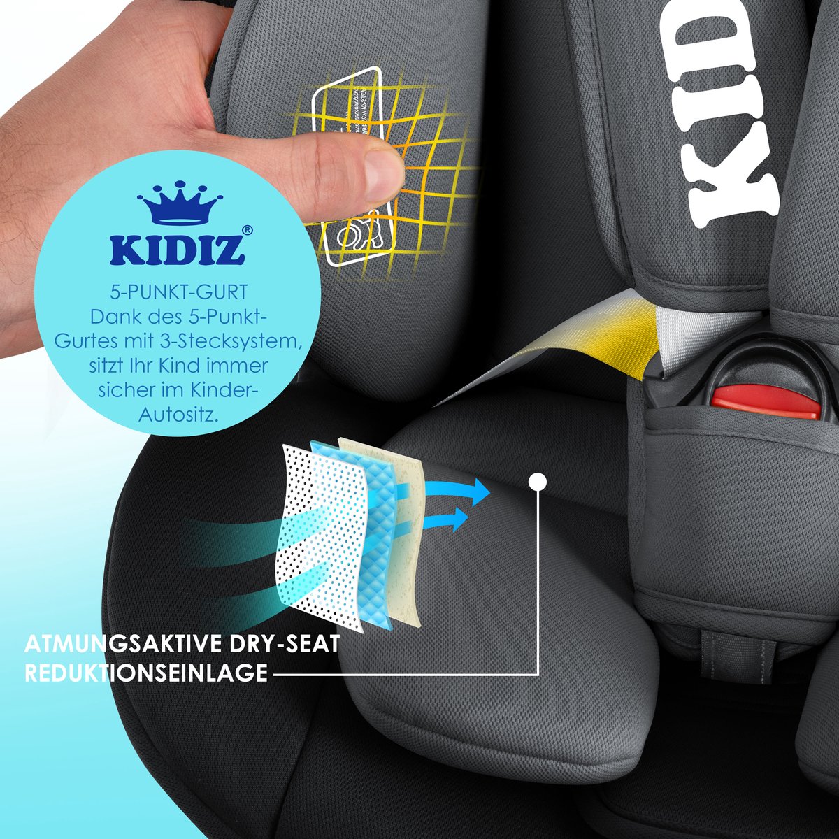 KIDIZ Babyautostoeltje Isofix 360° Groep 0-3 Zwart