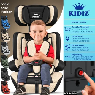 KIDIZ Kinderautostoeltje Kuip Beige 9-36 kg Gr.1/2/3