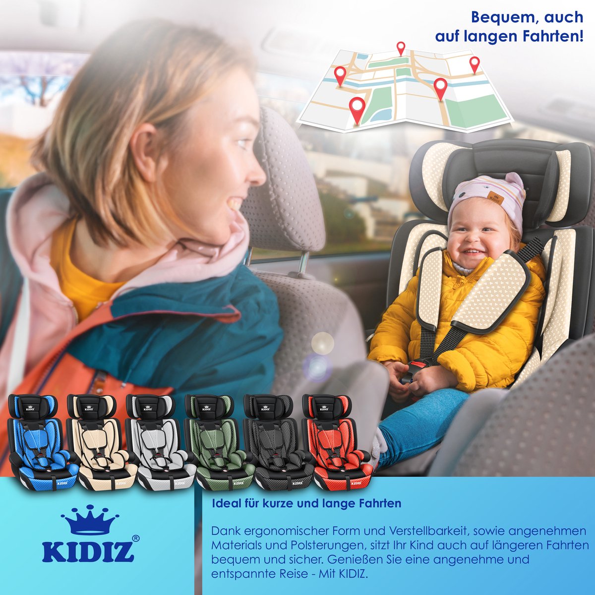 KIDIZ Kinderautostoeltje Kuip Beige 9-36 kg Gr.1/2/3