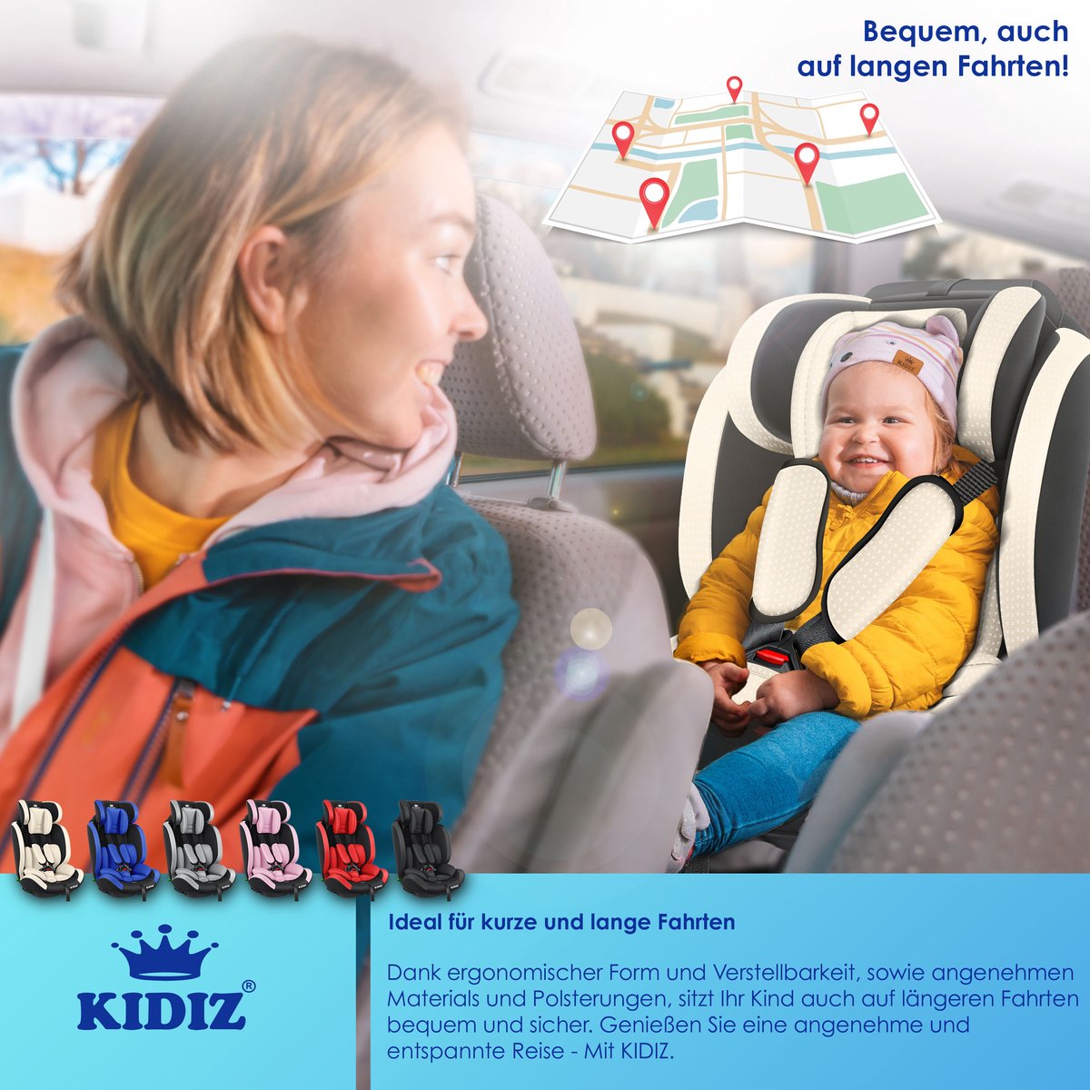 KIDIZ Kinderautostoeltje Kuip Beige 9-36 kg Gr.1/2/3